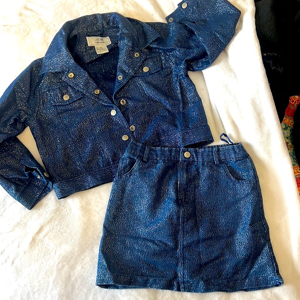 Adorable denim jacket and skirt set!! Sparkly and sweet!!